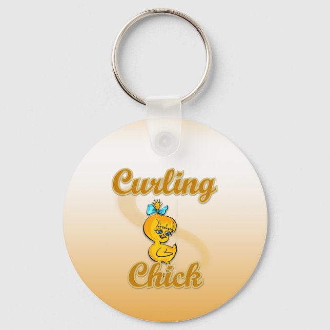 Curling Chick Keychain (Front)