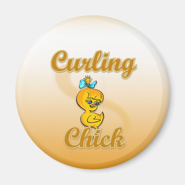 Curling Chick Magnet (Front)