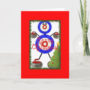 Curling Christmas Cartoon Holiday Card