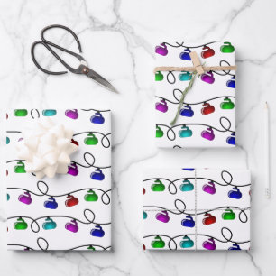 Curling Christmas Lights Wrapping Paper Sheets