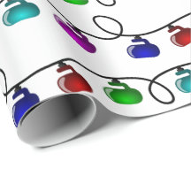 Curling Christmas Lights Wrapping Paper - White