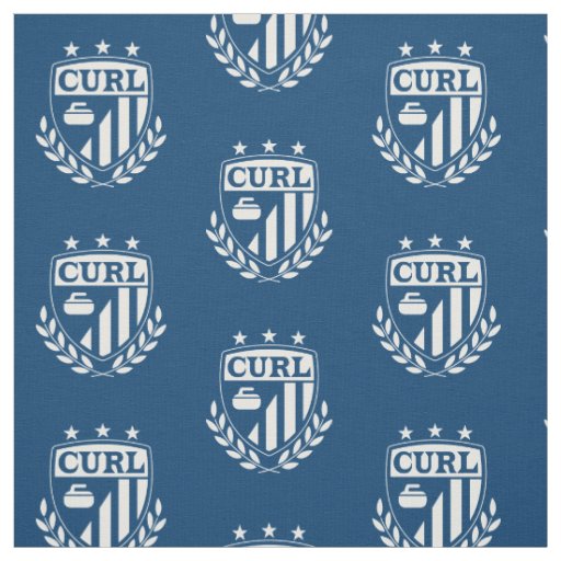 Curling Crest Fabric - Blue and White