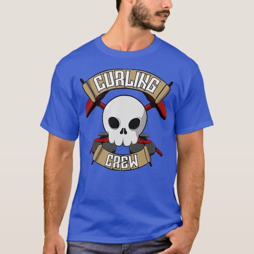 Curling crew Jolly pirate flag T_Shirt