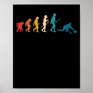 Curling Evolution of Man Funny Curler Team Poster