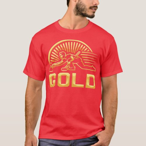 Curling Gold Medal Rock On Curling Winter Sports D T_Shirt