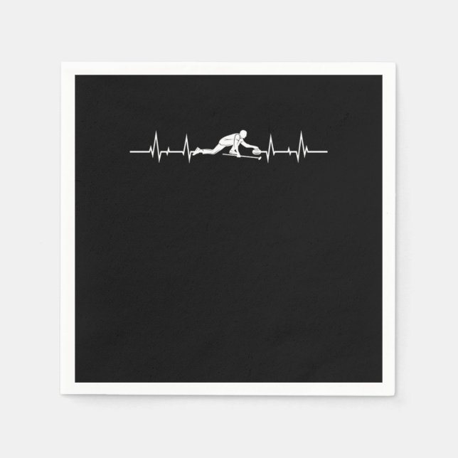 Curling Heartbeat Ice Sports Gift Napkins (Front)