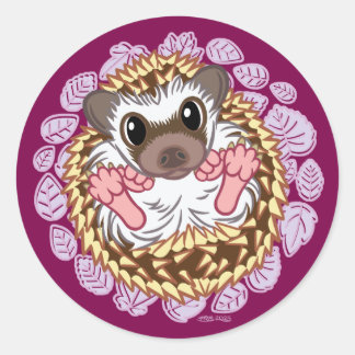 Curling Hedgehog colored Classic Round Sticker