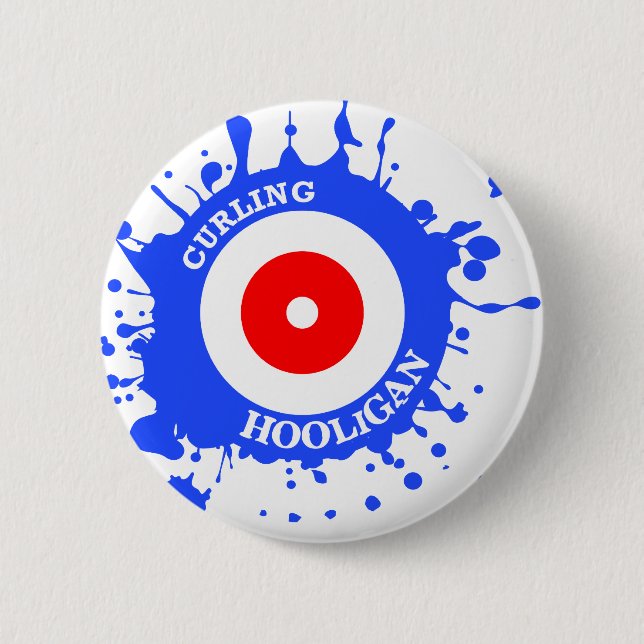 Curling Hooligan Pinback Button (Front)