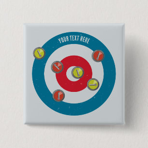 curling House and curling stones top view Button