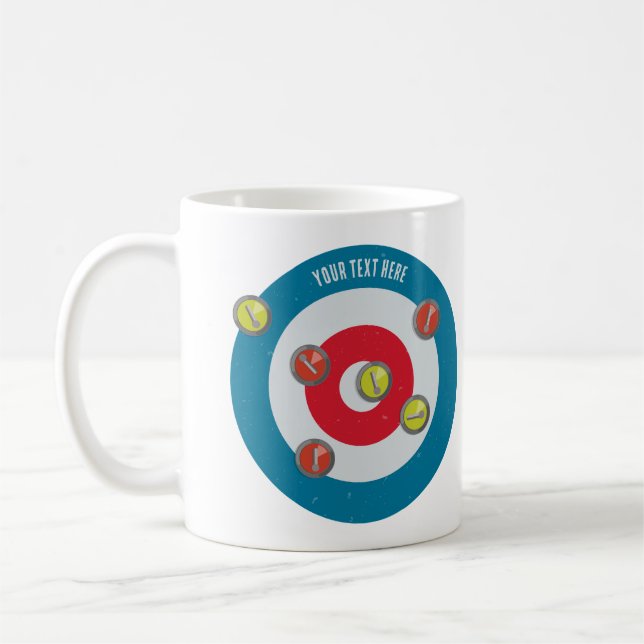 curling House and curling stones top view Coffee Mug (Left)