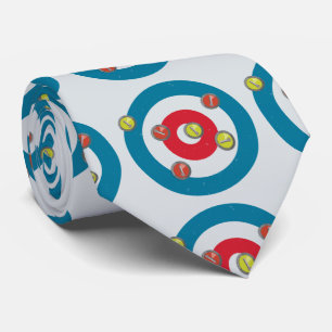 curling House and curling stones top view Neck Tie