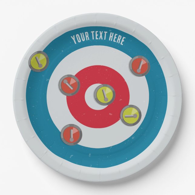 curling House and curling stones top view Paper Plates (Front)