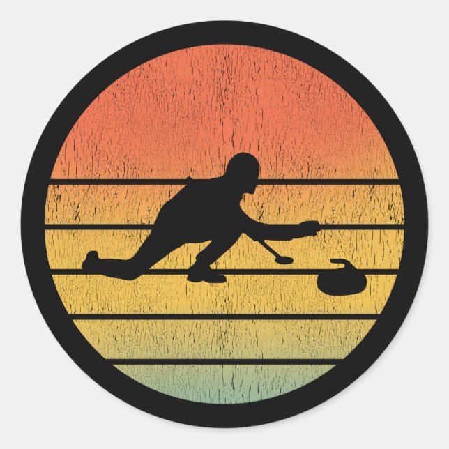 Curling Ice sport Stone Broom Classic Round Sticker (Front)