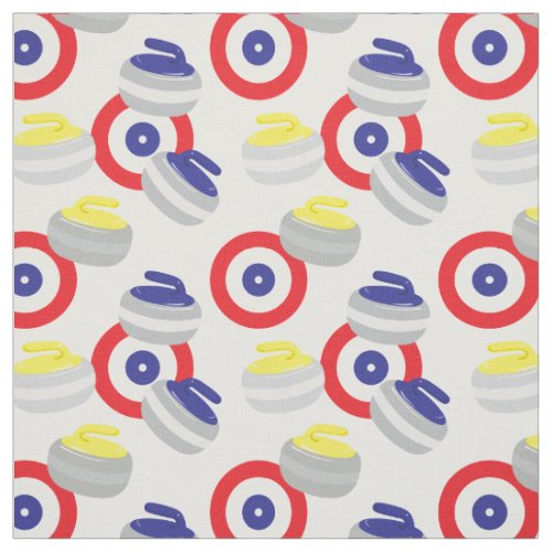 Curling Ice Sport Stones and Targets Pattern Fabric