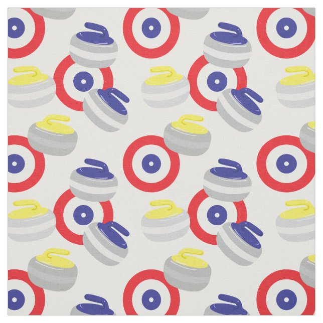 Curling Ice Sport Stones and Targets Pattern Fabric (Swatch)