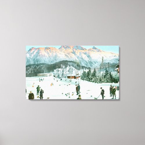 Curling in Switzerland Canvas Print