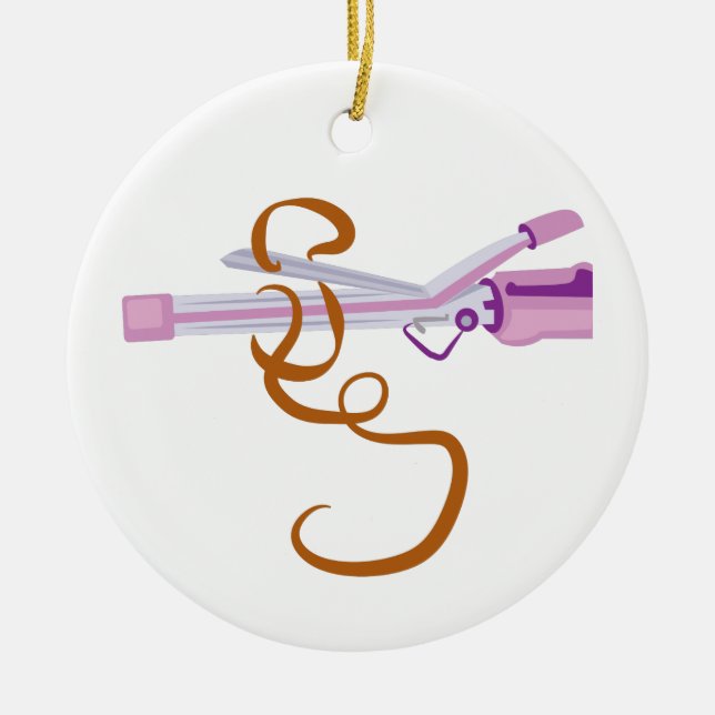Curling Iron Ceramic Ornament (Front)