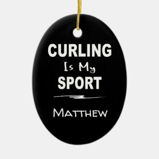 Curling is My Sport Oval Ceramic Ornament