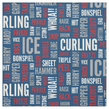 Curling Lingo Fabric - Red, White and Blue