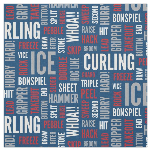 Curling Lingo Fabric - Red, White and Blue (Swatch)