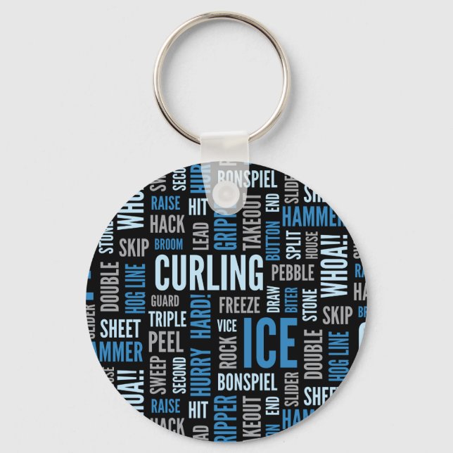 Curling Lingo Keychain - Blue and Black (Front)