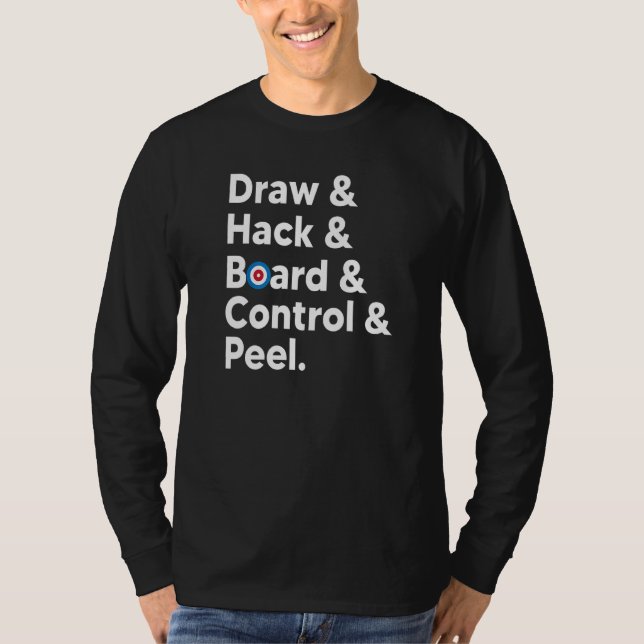 Curling Meme Draw Hack Board Control Peel Curling T-Shirt (Front)