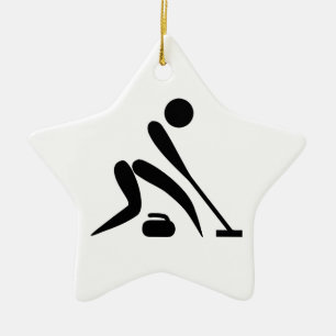 Curling Pictogram Ceramic Ornament
