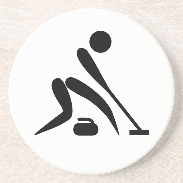 Curling Pictogram Drink Coaster (Front)