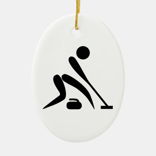 Curling Pictograph Ceramic Ornament (Front)