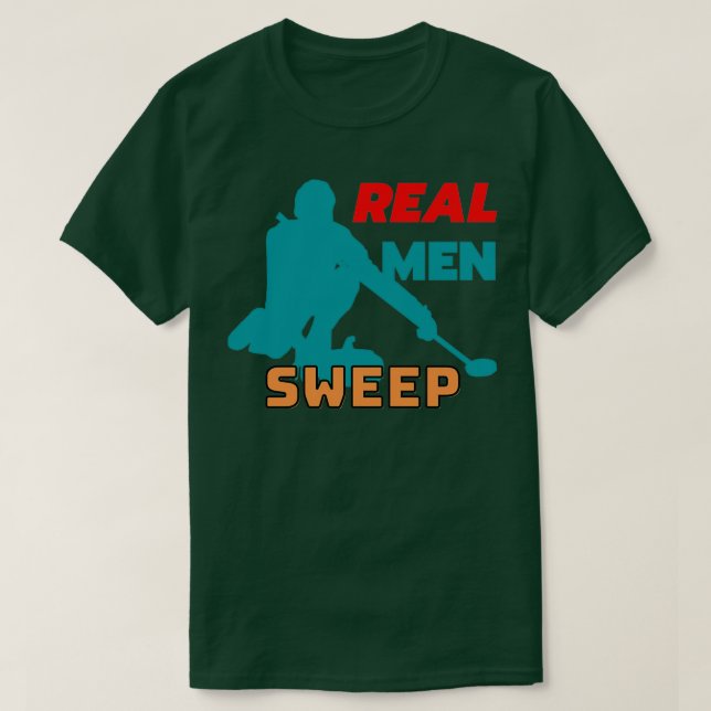 Curling Real men sweep personalised curling design T-Shirt (Design Front)