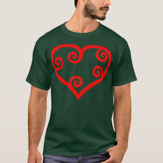 Curling red heart patterm T-Shirt