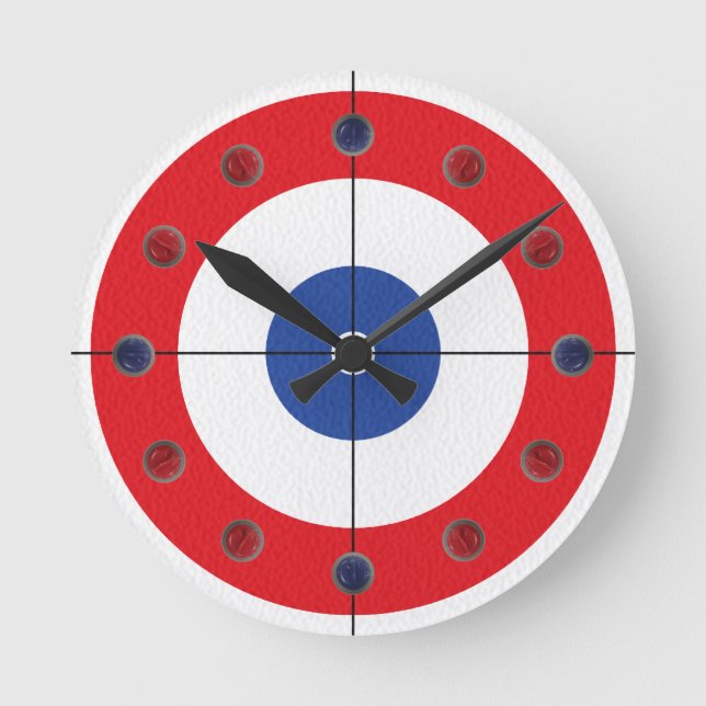 Curling Rock Marker Clock- (Red) Round Clock (Front)