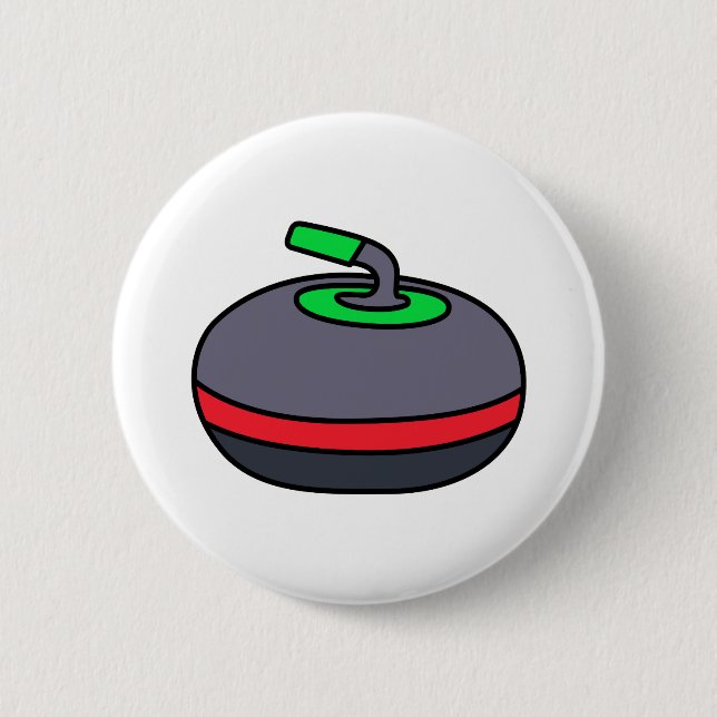 Curling Rock Pinback Button (Front)