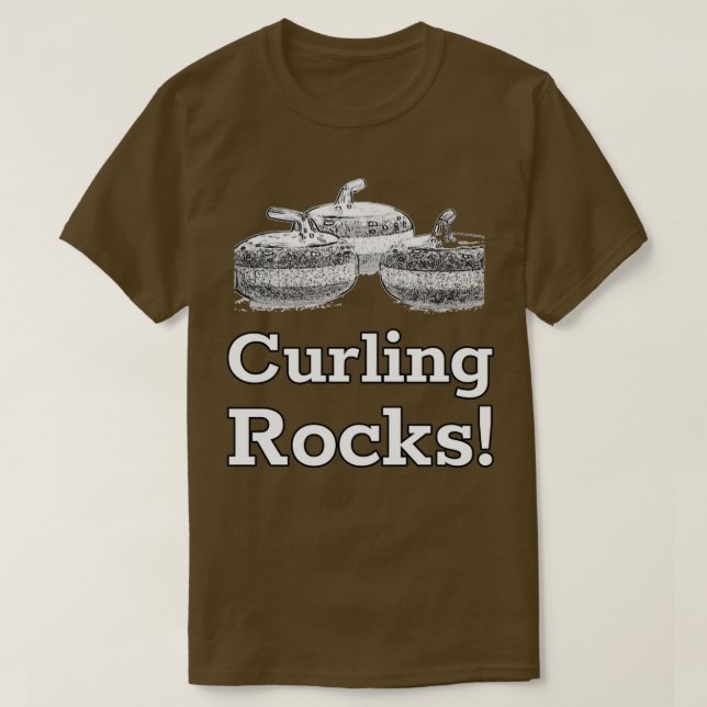 Curling Rocks Blk T-Shirt (Design Front)