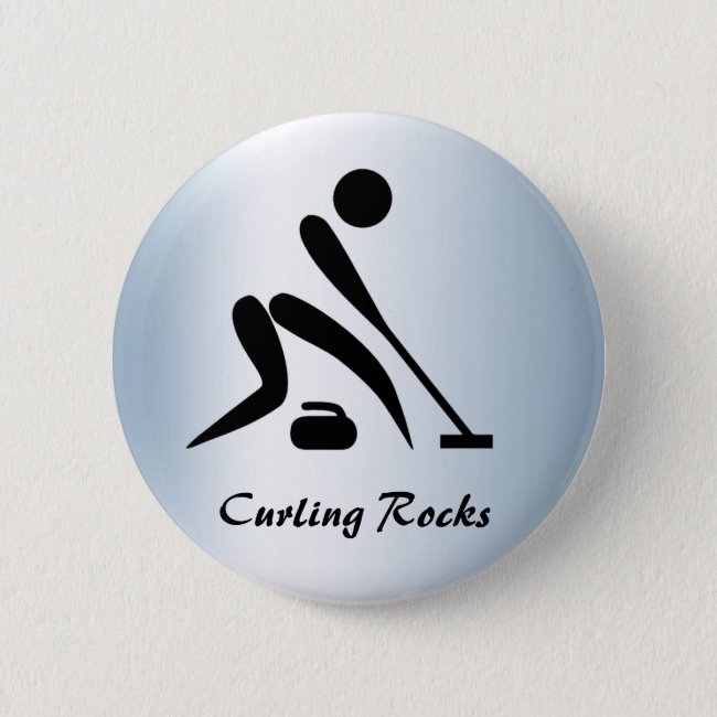 Curling Rocks Blue Button