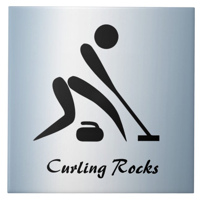 Curling Rocks Blue Ceramic Tile