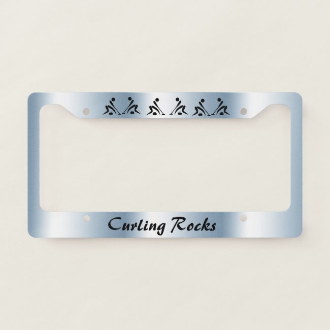 Curling Rocks Blue License Plate Frame