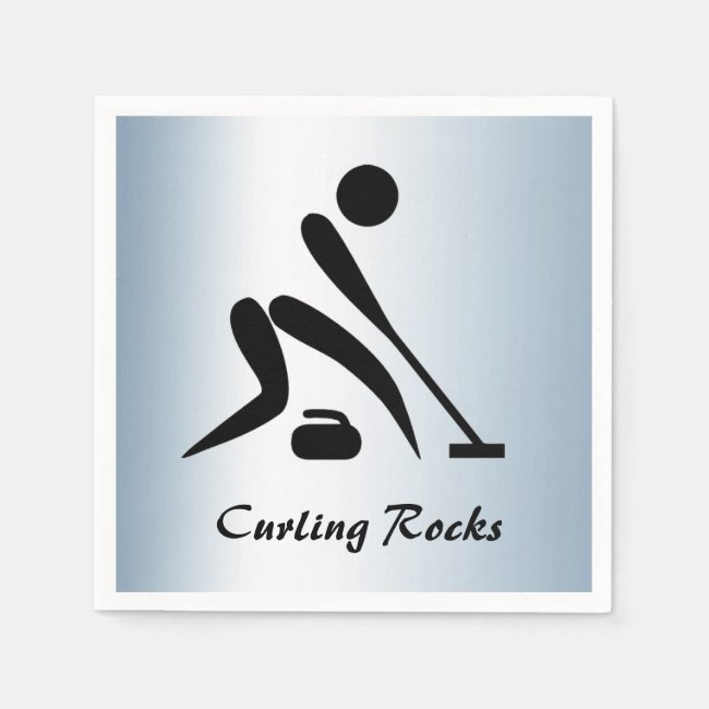 Curling Rocks Blue Paper Napkins