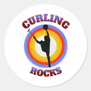 Curling Rocks Classic Round Sticker