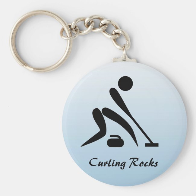 Curling Rocks Sport Blue Keychain