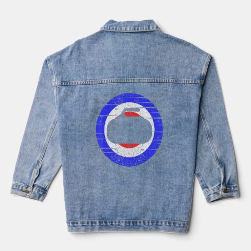 Curling Shirt White Red And Blue American Flag Cur Denim Jacket
