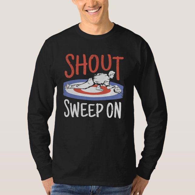 Curling Shout And Sweep On T-Shirt (Front)