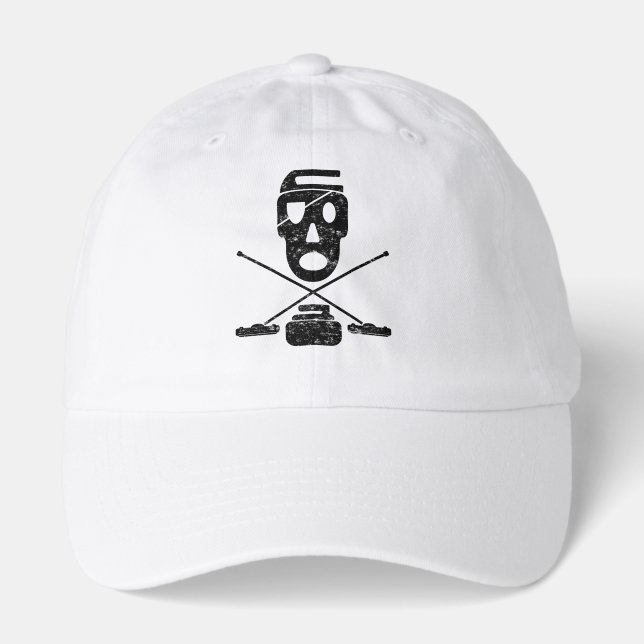 Curling Skull & Brooms Hat (Front)