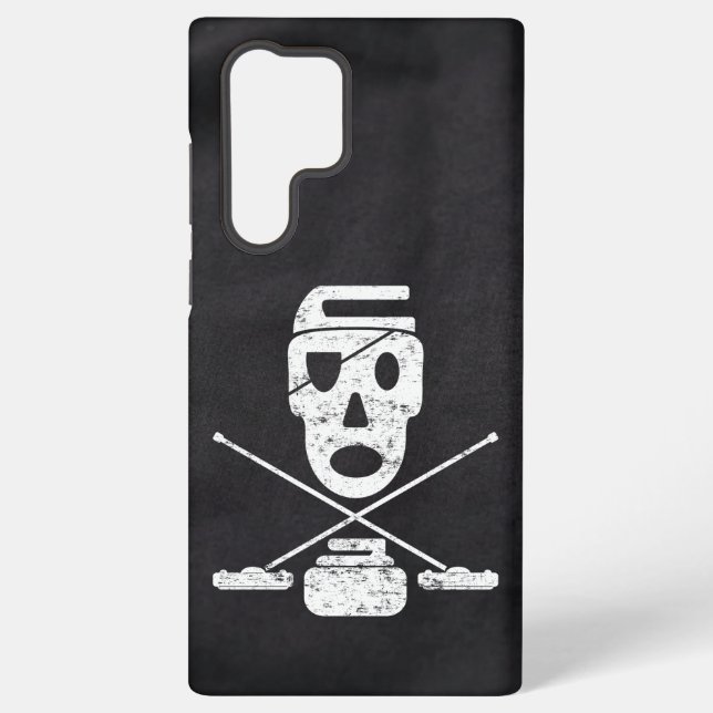 Curling Skull & Brooms Jolly Roger Samsung Galaxy Case (Back)