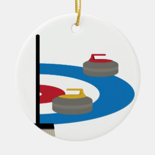 Curling Sport Ceramic Ornament