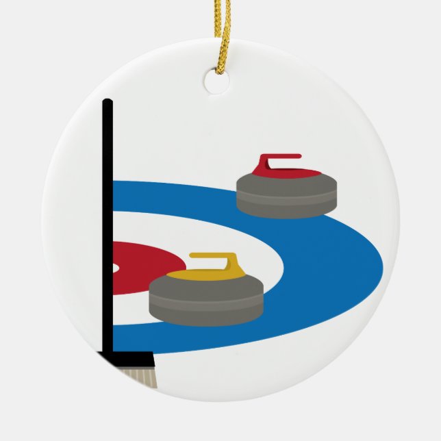 Curling Sport Ceramic Ornament (Front)