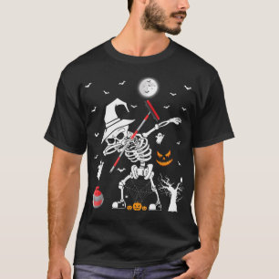 Curling Sports Funny Skeleton Dabbing Curling Hall T-Shirt