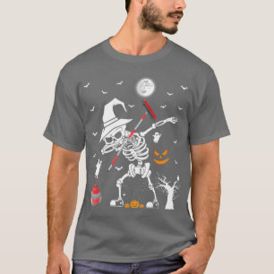 Curling Sports Funny Skeleton Dabbing Curling Hall T-Shirt
