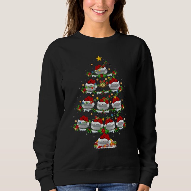 Curling Sports  Xmas Lights Curling Christmas Tree Sweatshirt (Front)