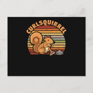 Curling squirrel curler rodent winter sport postcard